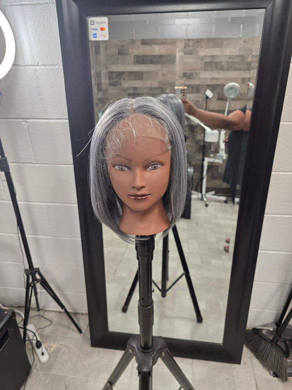 12in Lace Front Bob -Grey Synthetic