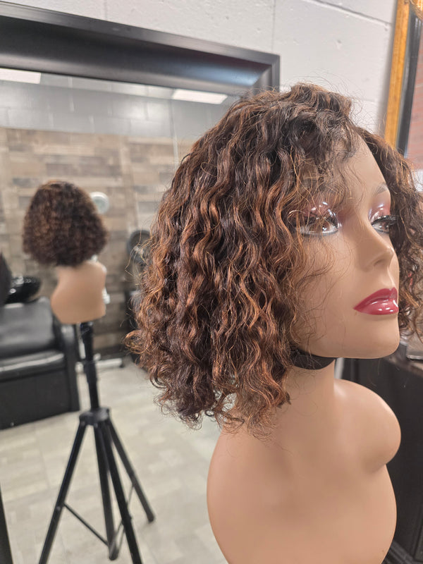 Glueless Deep Wave Wig 10in - natural w/highlights