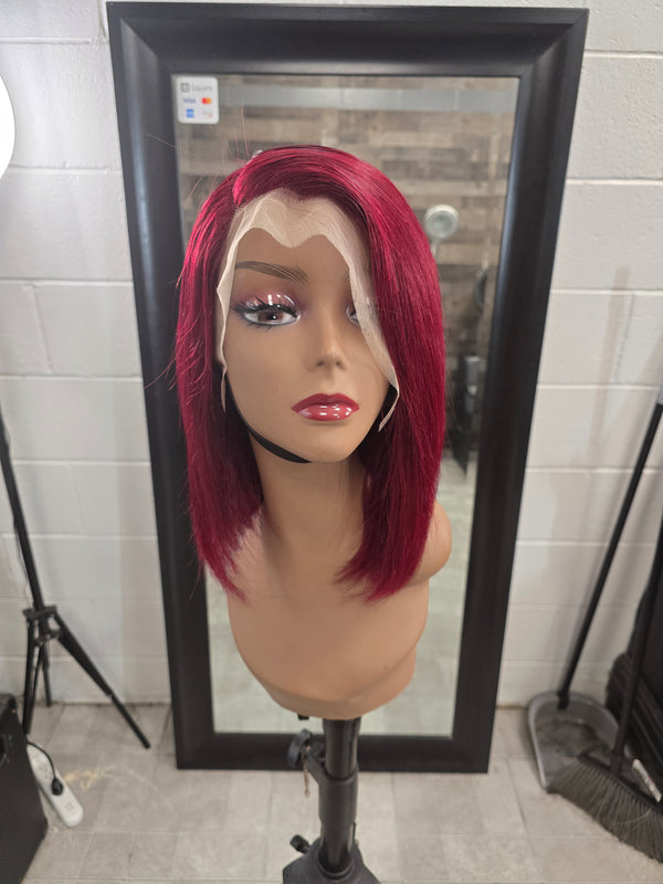 Glueless Lace Front Wig 12in - burgundy
