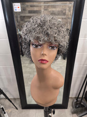 Curly Human Hair Pixie-grey