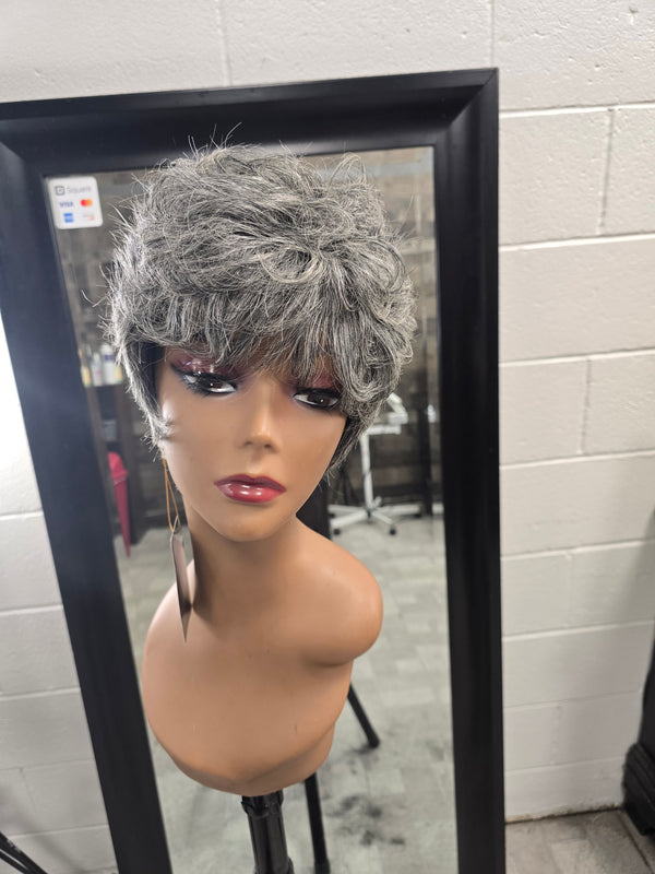 Human Hair Pixie- Grey