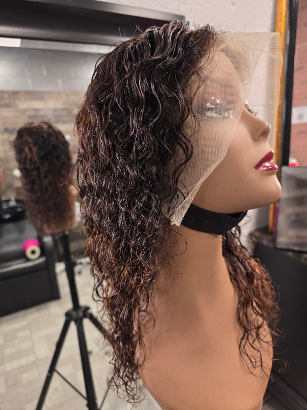 Glueless Deep wave Lace Frontal Wig 18in - Highlights