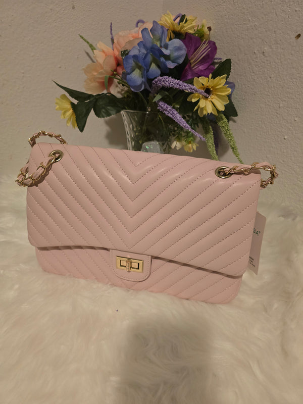 Pink Striped Handbag-Lg