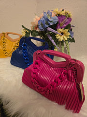 Striped Handbag w/ Chain